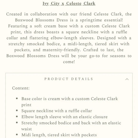 Ivy City Co Women's XXS Boxwood Blossoms Celeste Clark Easter Dress Cottagecore! - Picture 8 of 16